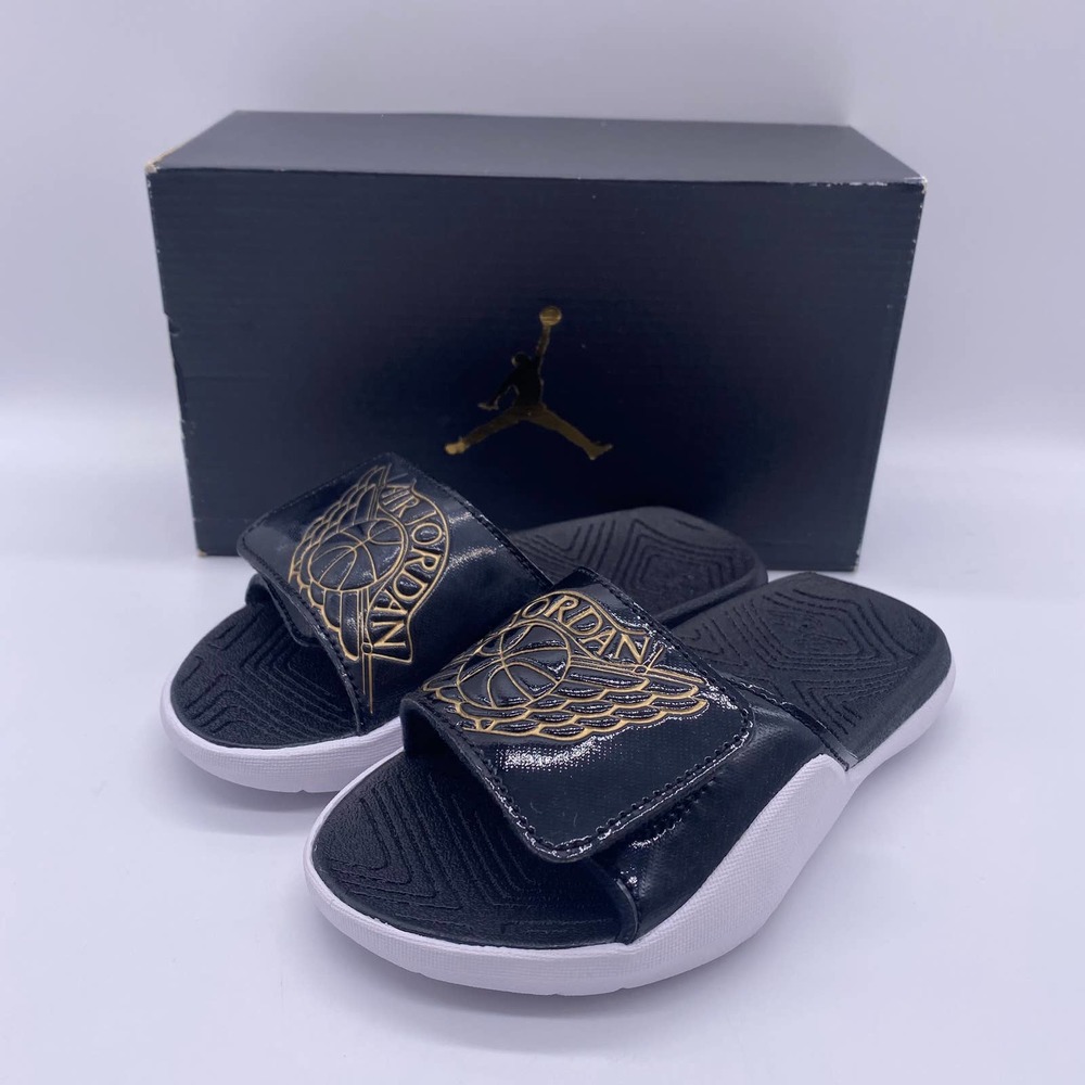 Jordan Hydro Black  Leather Unisex Sandals 11C